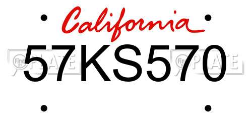 57KS570 California License Plate