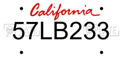 57LB233 California License Plate