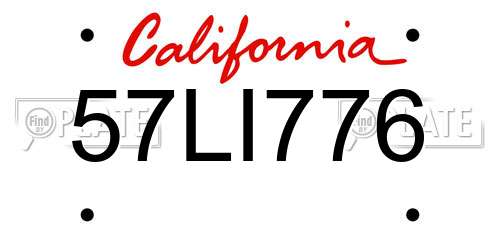 57LI776 California License Plate