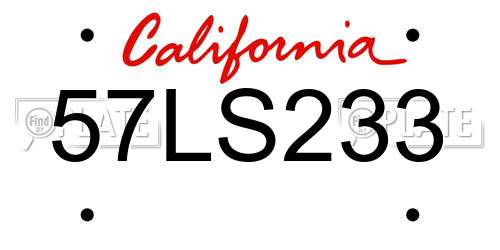 57LS233 California License Plate