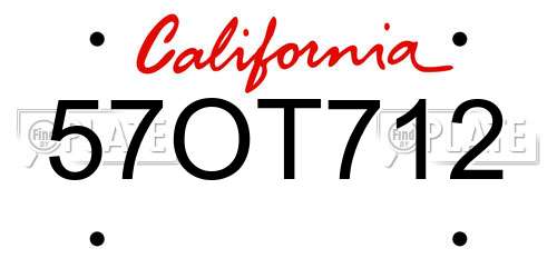 57OT712 California License Plate