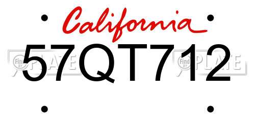 57QT712 California License Plate