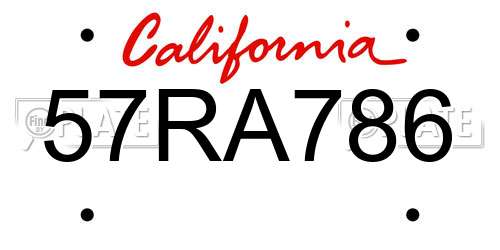 57RA786 California License Plate
