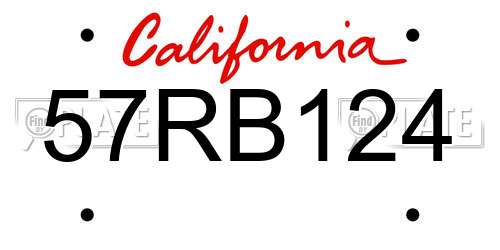 57RB124 California License Plate