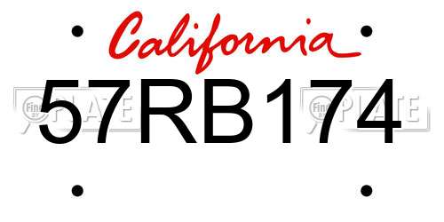 57RB174 California License Plate