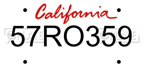 57RO359 California License Plate
