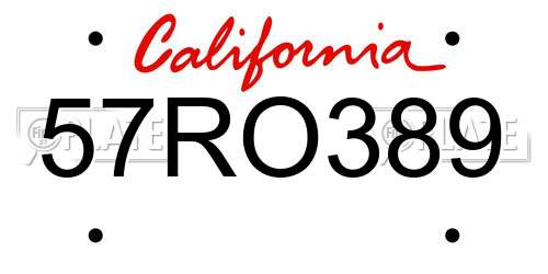 57RO389 California License Plate