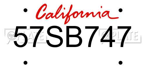 57SB747 California License Plate