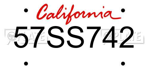 57SS742 California License Plate