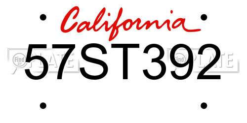 57ST392 California License Plate