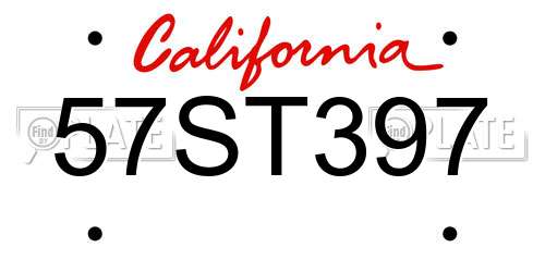 57ST397 California License Plate