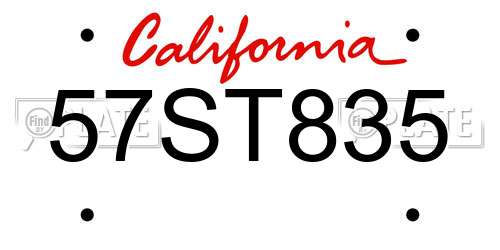 57ST835 California License Plate