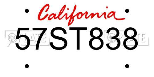 57ST838 California License Plate