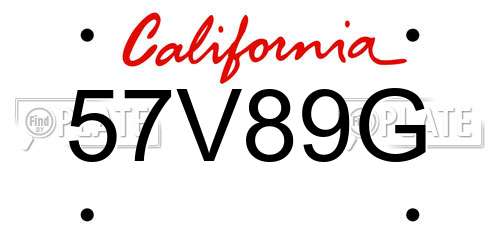 57V89G California License Plate