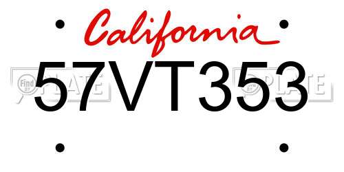 57VT353 California License Plate