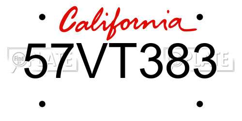 57VT383 California License Plate