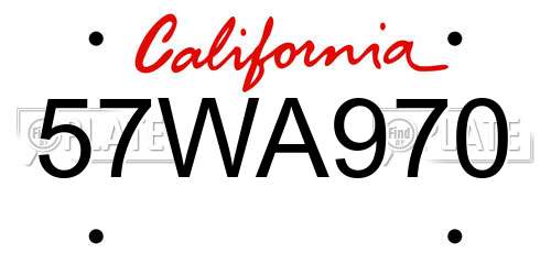57WA970 California License Plate