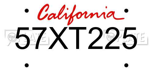 57XT225 California License Plate