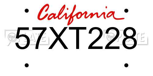 57XT228 California License Plate