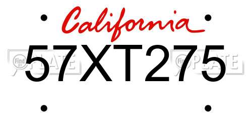 57XT275 California License Plate