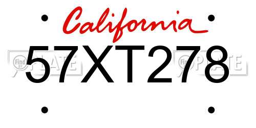 57XT278 California License Plate