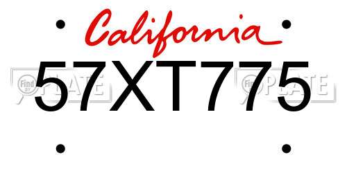 57XT775 California License Plate