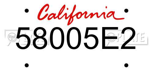 58005E2 California License Plate
