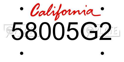 58005G2 California License Plate