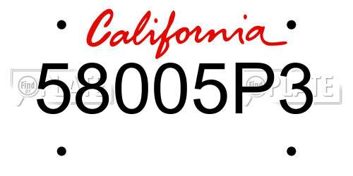 58005P3 California License Plate