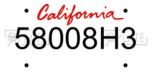 58008H3 California License Plate