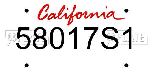 58017S1 California License Plate