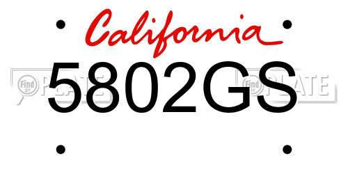5802GS California License Plate