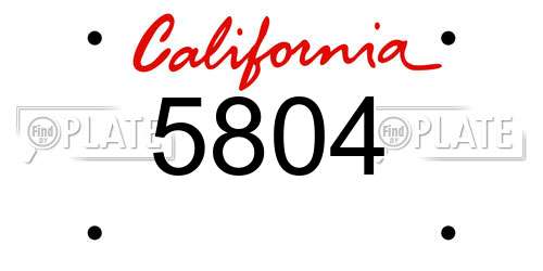 5804 California License Plate