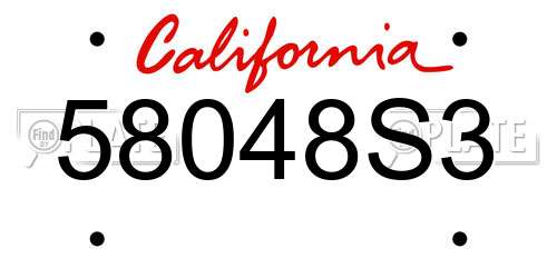 58048S3 California License Plate