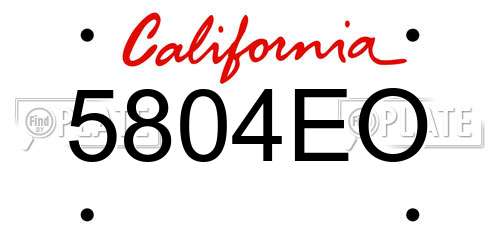 5804EO California License Plate
