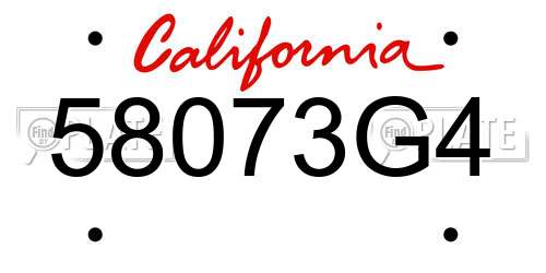 58073G4 California License Plate