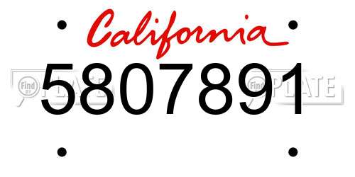 5807891 California License Plate