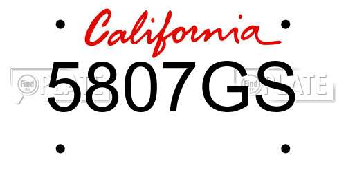5807GS California License Plate