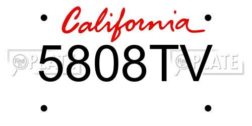 5808TV California License Plate
