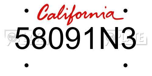 58091N3 California License Plate