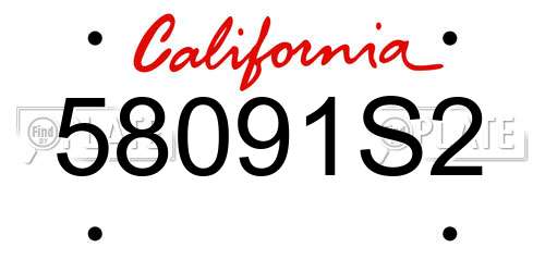 58091S2 California License Plate