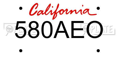 580AEO California License Plate