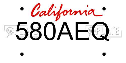 580AEQ California License Plate