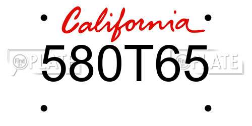 580T65 California License Plate