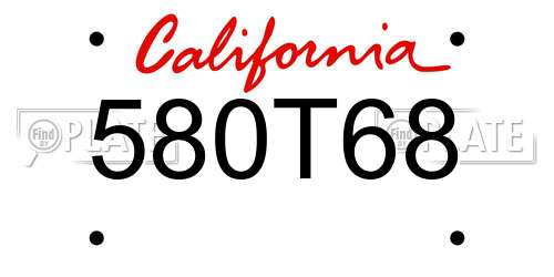 580T68 California License Plate