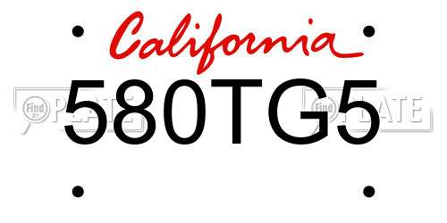 580TG5 California License Plate