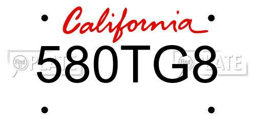580TG8 California License Plate
