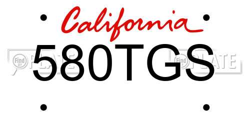 580TGS California License Plate