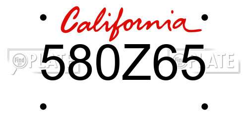 580Z65 California License Plate
