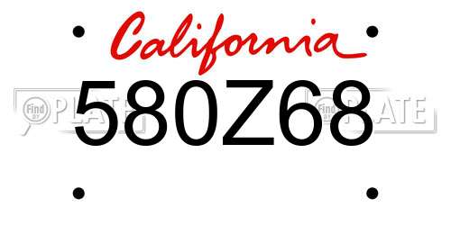 580Z68 California License Plate